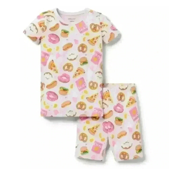 Janie and Jack pink snacks print pajamas size 2T - Picture 1 of 2